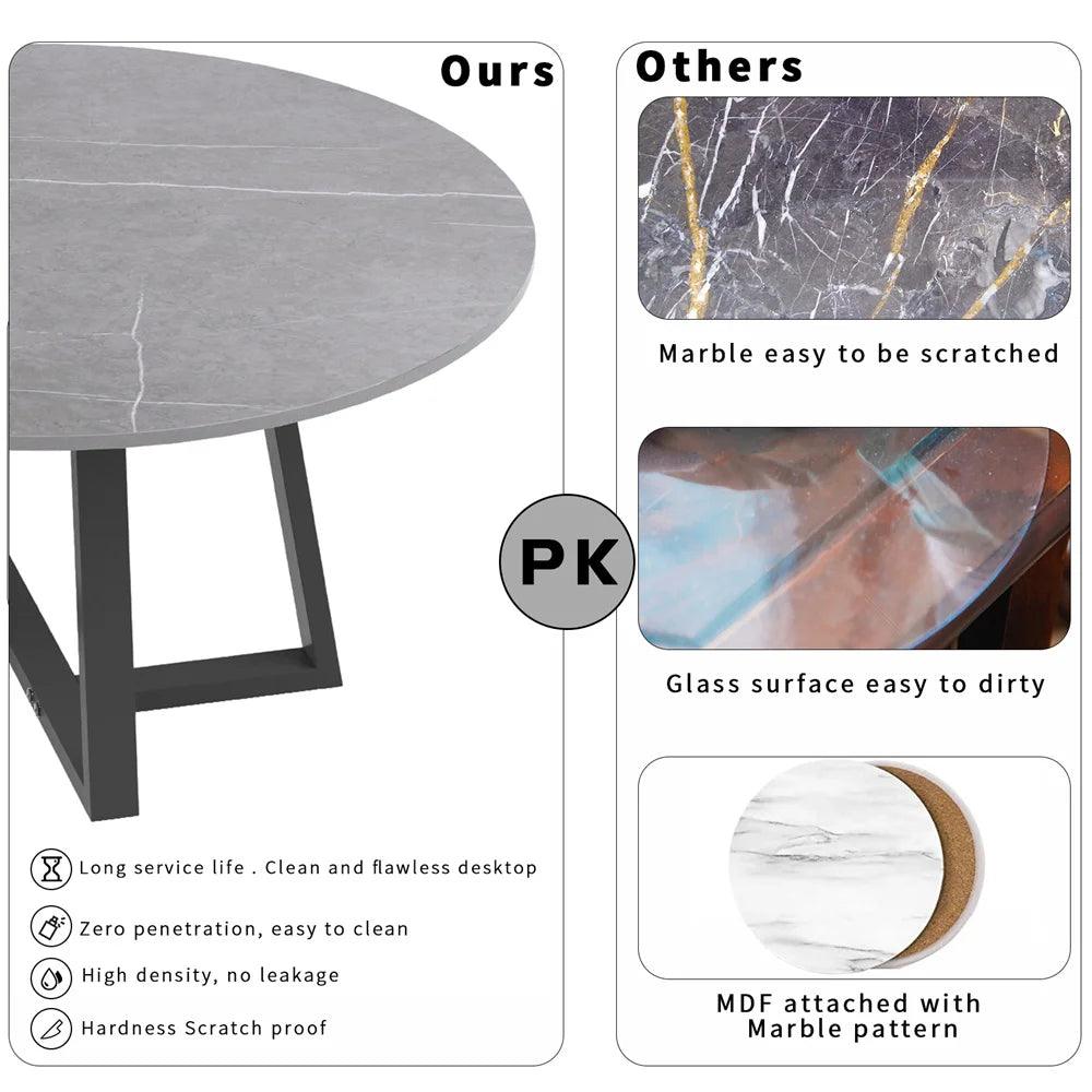 Round Modern Marble Nesting Coffee Set of 2, Stacking Living Room Accent Tables Furniture Sintered Stone Tabletop End Table - Pacisia