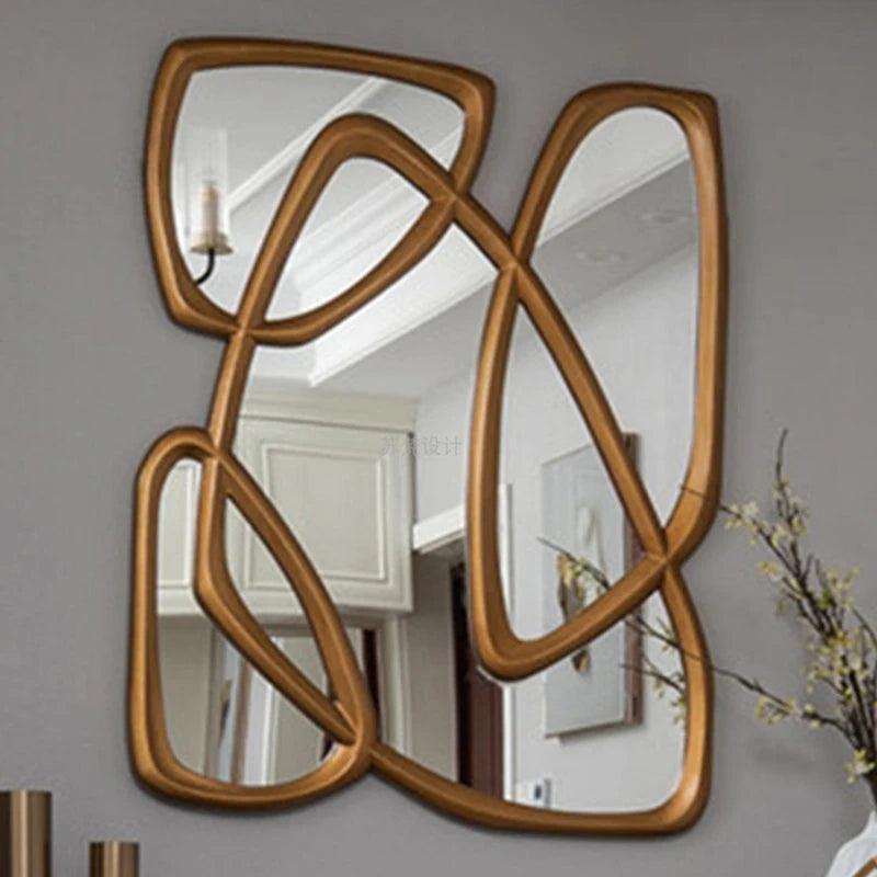 Luxury Wall Decorative Mirrors Wavy Nordic Irregular Gold Decorative Mirrors Large Glass Miroir Mural Room Decoration Aesthetic - Pacisia