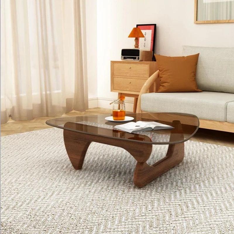 Household Glass Coffee Table Solid Wood Coffee Table Living Room Bedroom Minimalist Tea Table Fashion Modern Nordic Furniture - Pacisia