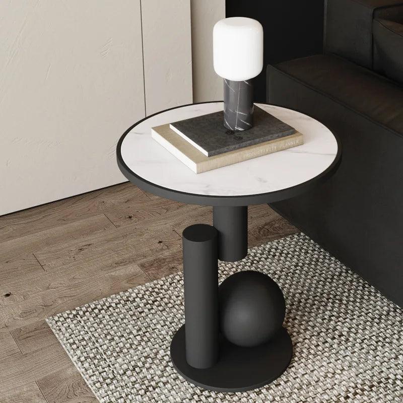 FULLLOVE Light Luxury Modern Bedside Table Bedroom Simple Furniture Sofa Wrought Iron Tea Table Ins Wind Rock Board Side Table - Pacisia