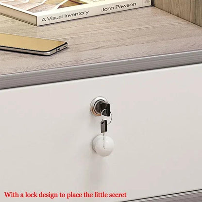 Bedside Table Simple Modern Nordic with Lock Drawer Storage Nightstand Sideboard Multi-Layer Bedroom Storage Cabinet Furniture - Pacisia