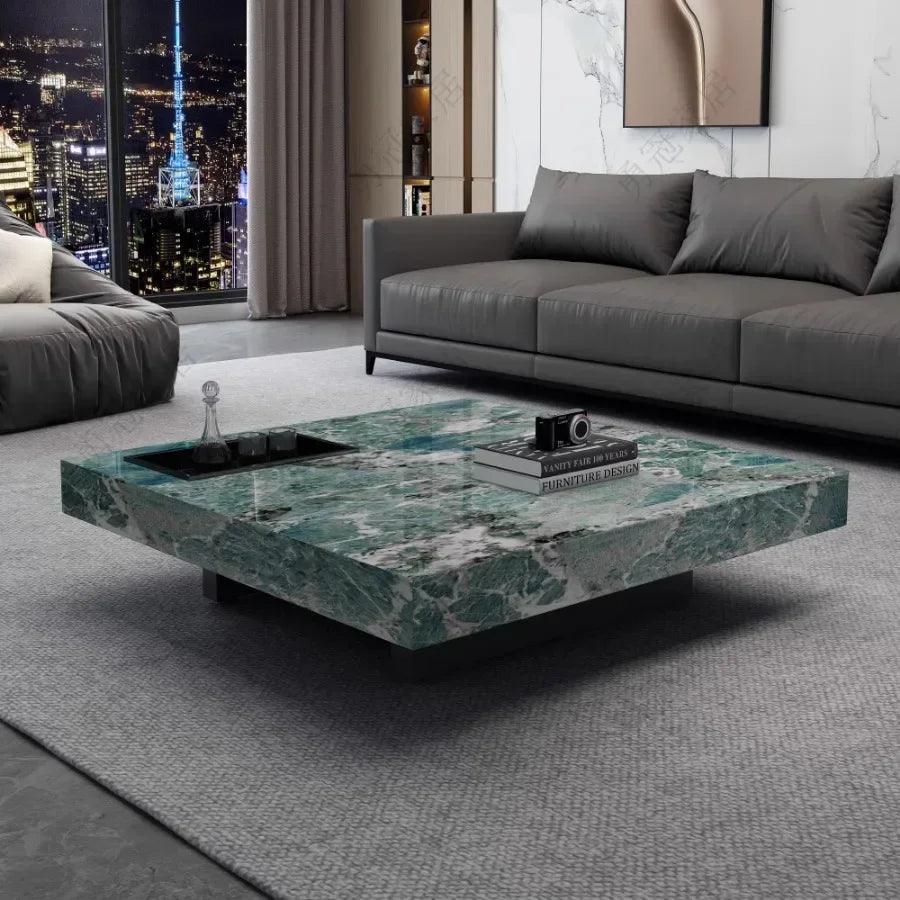 Marble Top Coffee Table Living Room Luxury Stone Rectangular Coffee Table Modern Topper Italian Table Basse Home FurnitureXS - Pacisia