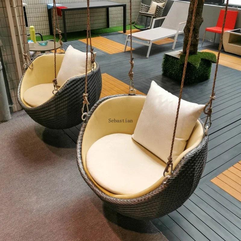 Home Designer Internet Celebrity Indoor Swing Single Rocking Chair Balcony Lazy Bird's Nest Hanging Basket Rattan Chair - Pacisia