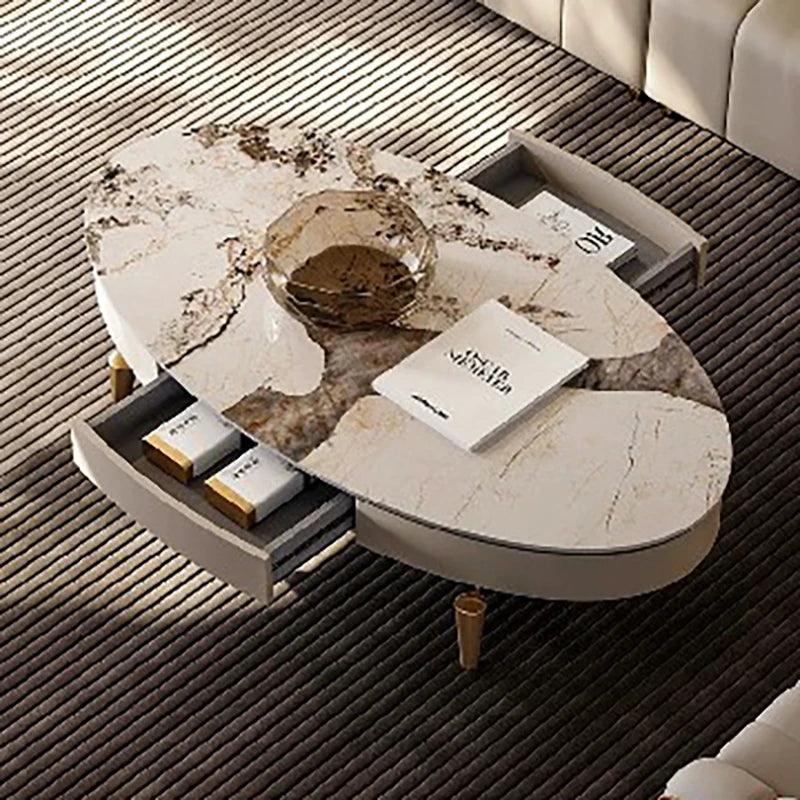 Side Luxury Coffee Table Multifunction Desk Nordic Round Dressing Coffee Table Storage Mesas De Centro Para Sala Home Furniture - Pacisia