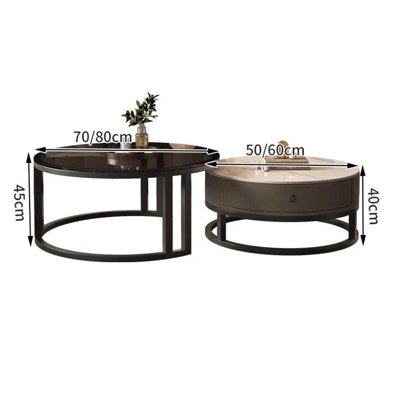 Storage Metal Coffee Table Set Living Room Luxury Modern Coffee Tables Round Minimalist Space Saving Kaffee Tische Decoration - Pacisia