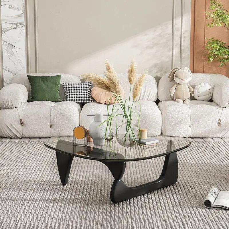 Household Glass Coffee Table Solid Wood Coffee Table Living Room Bedroom Minimalist Tea Table Fashion Modern Nordic Furniture - Pacisia