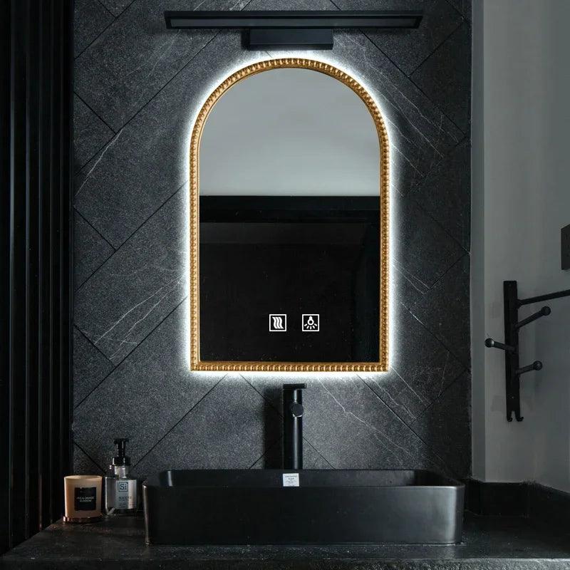 Gold Frame Irregular Mirrors Vintage Living Room Hanging Makeup Mirrors Wall Korean Espelhos Decorativos Decoration Home - Pacisia