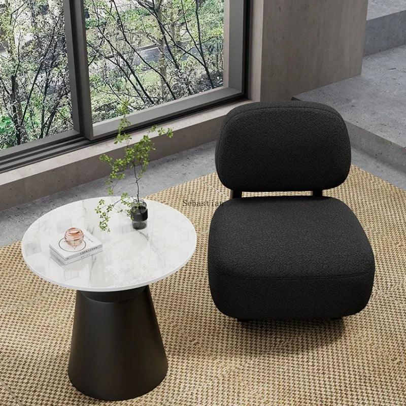 Wabi-sabi Lovely Single Sofa Chair Lamb Cashmere Simple Floor Lazy Net Red Hotel Single Chair Ins Chairs for Bedroom - Pacisia