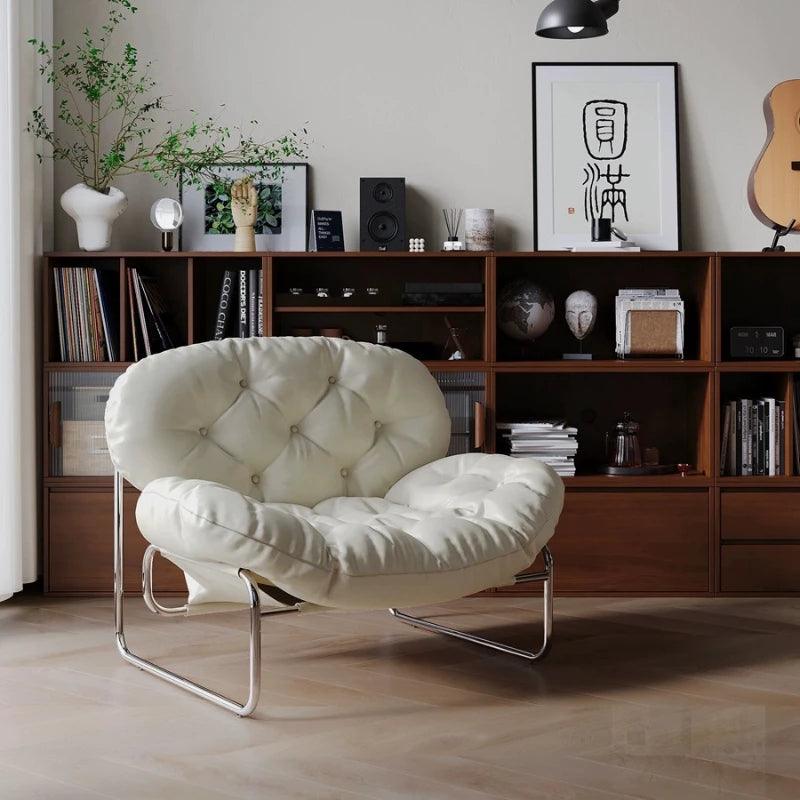 Single sofa chair minimalist light luxury cream style leisure chair living room medieval style retro sofa Living Room Furniture - Pacisia