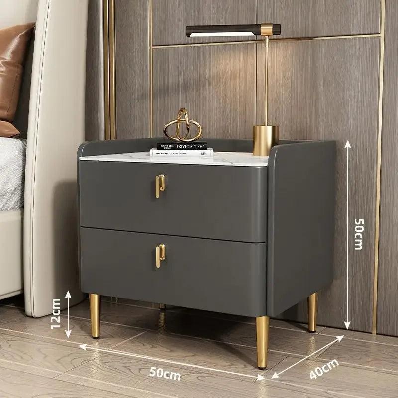 Luxury 2/3 Drawers Solid Wood Bedside Table Storage Dresser Cabinet Nightstands Slate Mini Night Stands for Bedroom Furniture - Pacisia