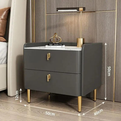 Luxury 2/3 Drawers Solid Wood Bedside Table Storage Dresser Cabinet Nightstands Slate Mini Night Stands for Bedroom Furniture - Pacisia