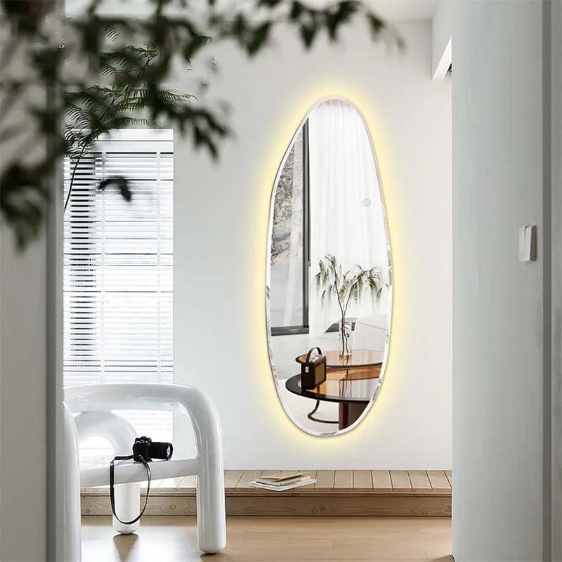 Bedroom Wall Mirror Led Light Luxury Aesthetic Living Room Vanity Mirror Korean Large Spiegel Met Verlichting Room Decor - Pacisia