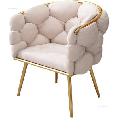 Nordic Metal Living Room Chair for Living Room Soft Upholstered Backrest Chairs Light Luxury Household Armchair for Nail Salon - Pacisia