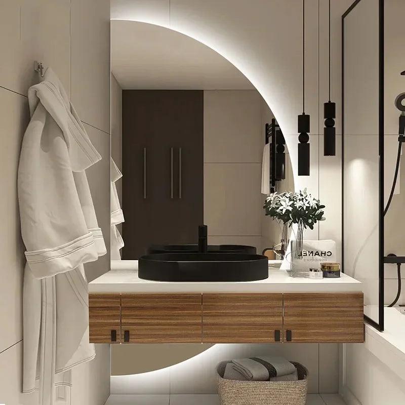 Smart LED Mirror With Half Round Decorative Shape, Ideal For Toilet And Makeup Room Mural Wall Decor - Pacisia