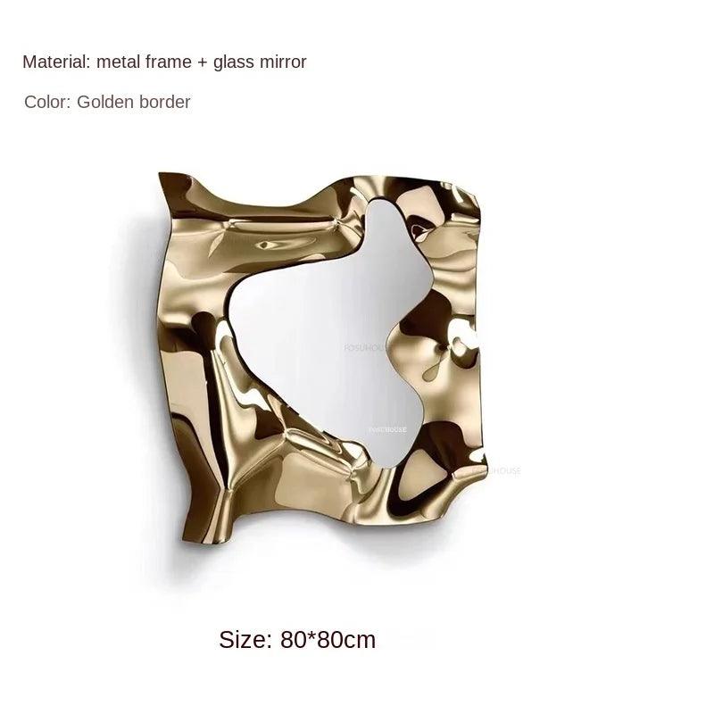Living Room Entrance Home Decor Designer Irregular Decorative Mirrors Nordic Light Luxury Stainless Steel Wall Decoration Mirror - Pacisia