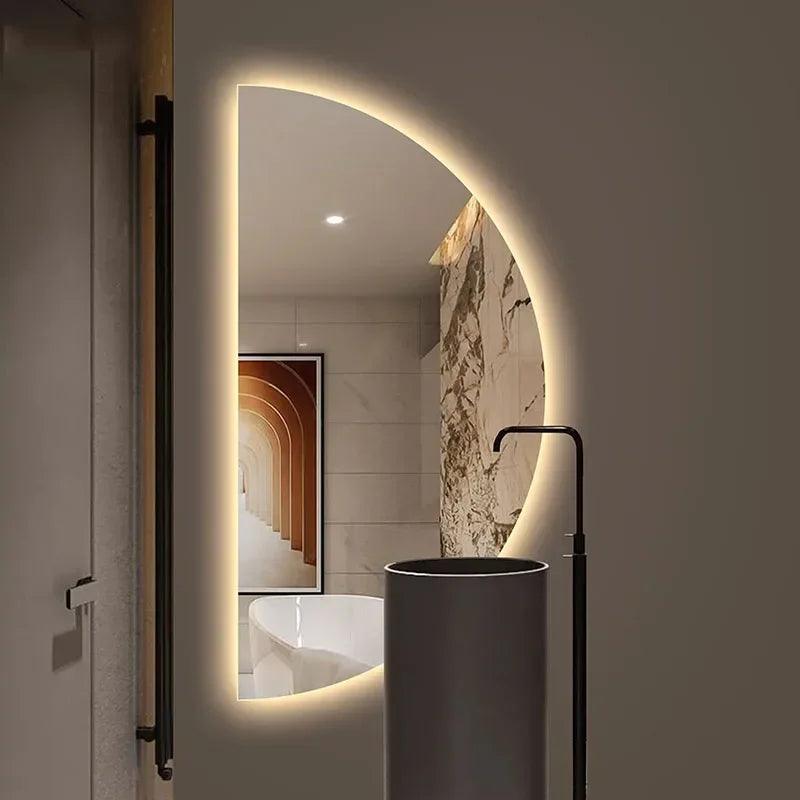 Smart LED Mirror With Half Round Decorative Shape, Ideal For Toilet And Makeup Room Mural Wall Decor - Pacisia
