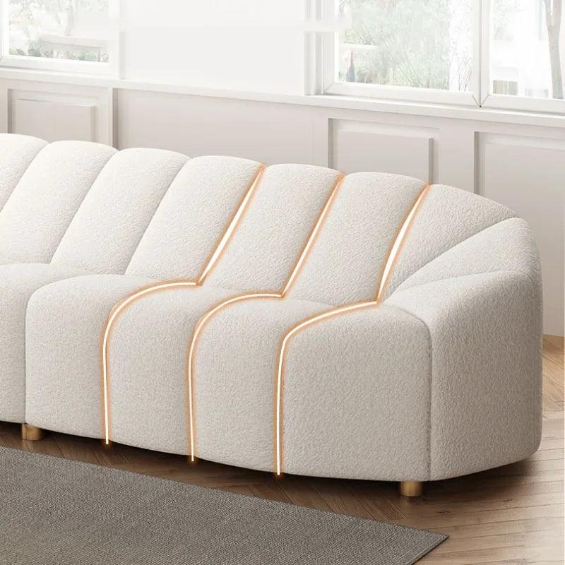 Nordic Style Leather Sofa Bed Stretch Curved Modern Designer Couch Modular White Soft Canape Chaise Canape Salon Home Furniture - Pacisia