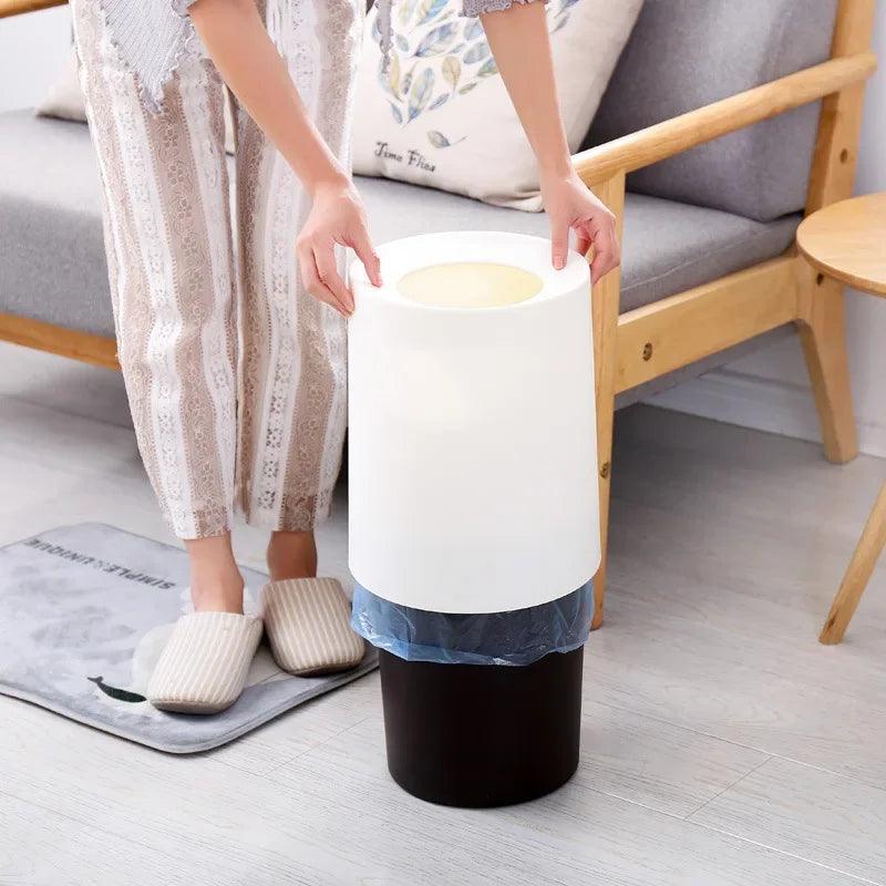 Nordic Creative Simple Trash Can Japanese Style Home Living Room Bathroom Uncovered Double Large Office Paper bucket YHJ120507 - Pacisia