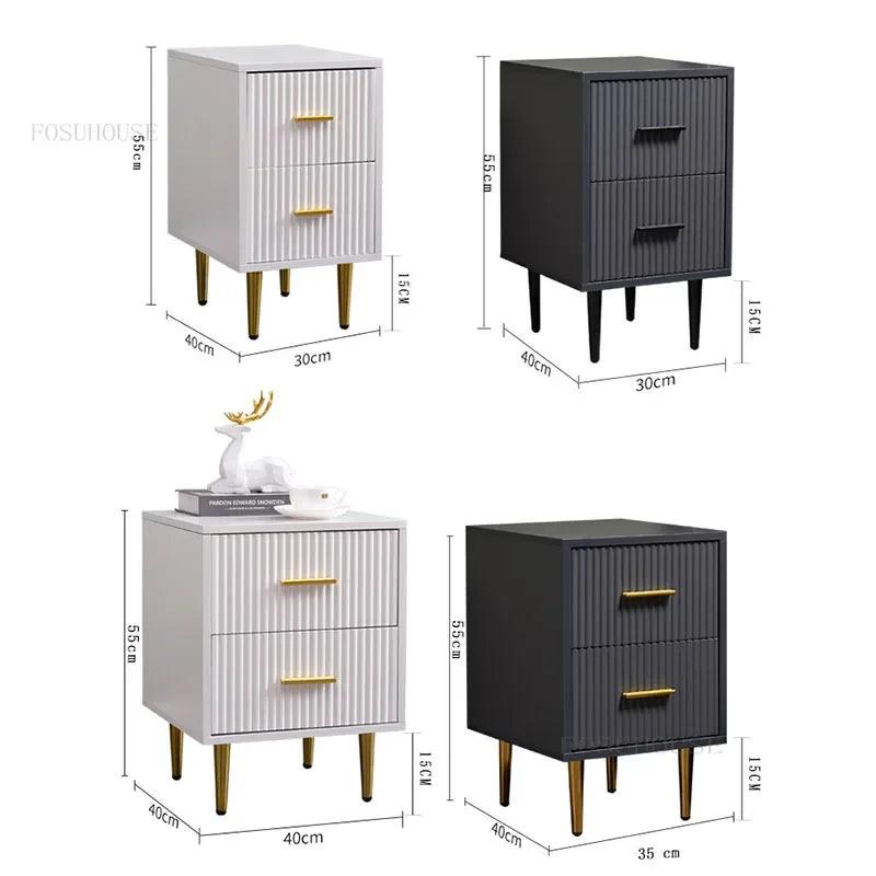 Modern Minimalist Man-made Board Nightstands for Bedroom Furniture Nordic Designer Light Luxury Home Bedroom Mini Nightstand - Pacisia