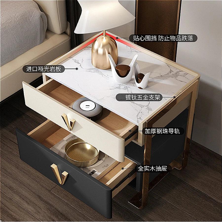 Nightstand Bedroom Furniture Light luxury Rock plateBedside Table household Wooden Side Bed Table mesita de noche Home Furniture - Pacisia