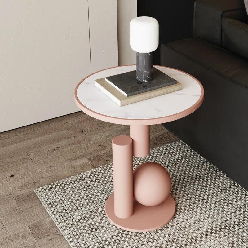 FULLLOVE Light Luxury Modern Bedside Table Bedroom Simple Furniture Sofa Wrought Iron Tea Table Ins Wind Rock Board Side Table - Pacisia