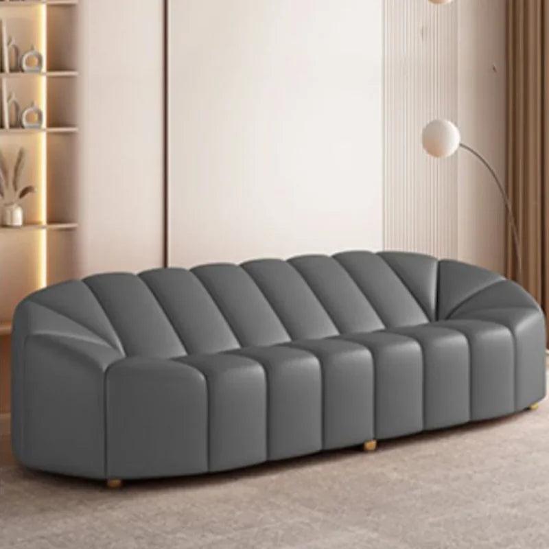 Nordic Style Leather Sofa Bed Stretch Curved Modern Designer Couch Modular White Soft Canape Chaise Canape Salon Home Furniture - Pacisia