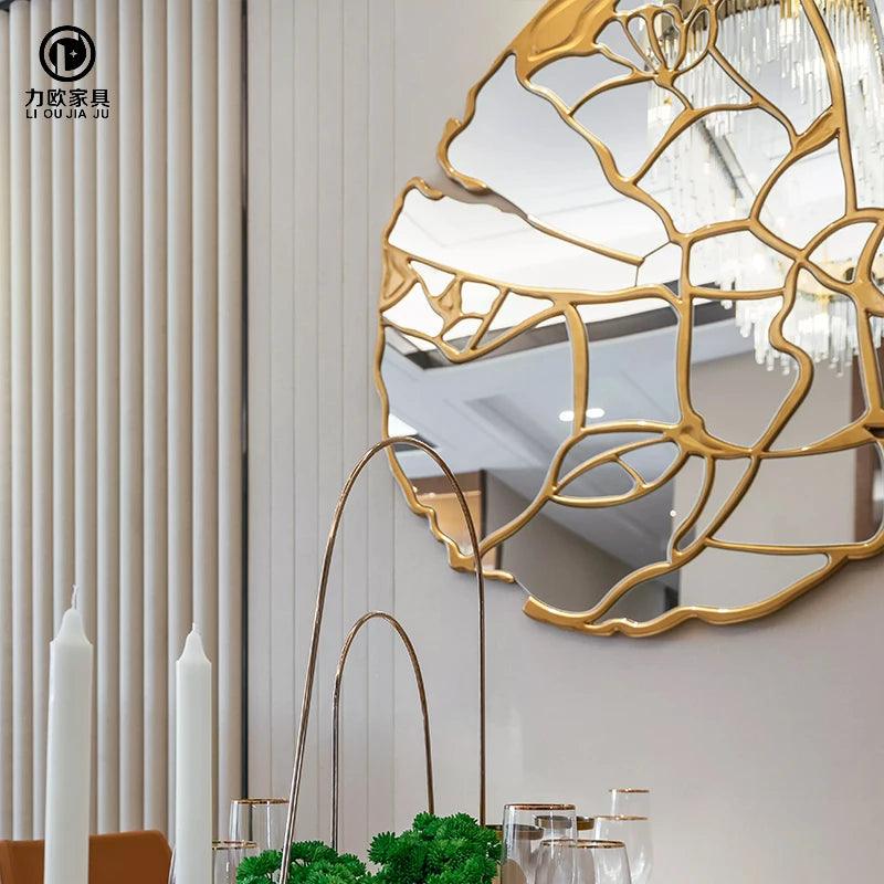 Irregular Golden Decorative Mirrors Toilet Girls Luxury Glass Decorative Mirrors Circle Decoracion Pared Decoration Aesthetic - Pacisia