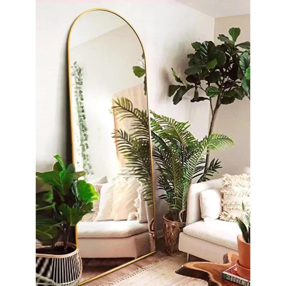 Floor Mirror, Full Length Mirrors with Stand, Arched Wall,Glassless Full Length,Mounted for Bedroom Living Room(Gold) - Pacisia