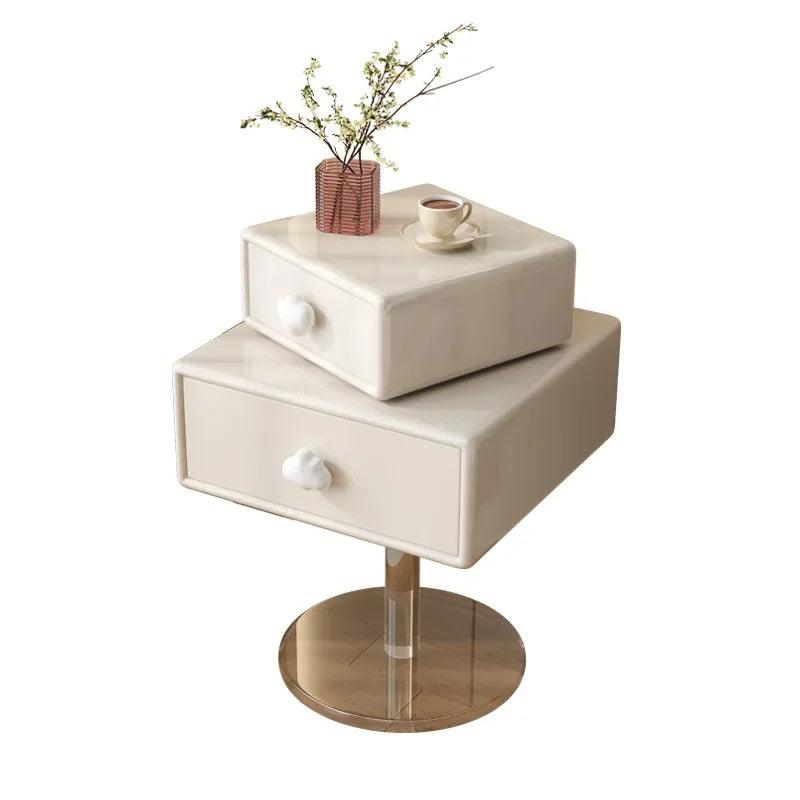 Modern Rotating Nordic Nightstand Double Layer Storage Cabinet Acrylic Modern Simple Solid Wood Tables De Nuit Furniture KMNS - Pacisia