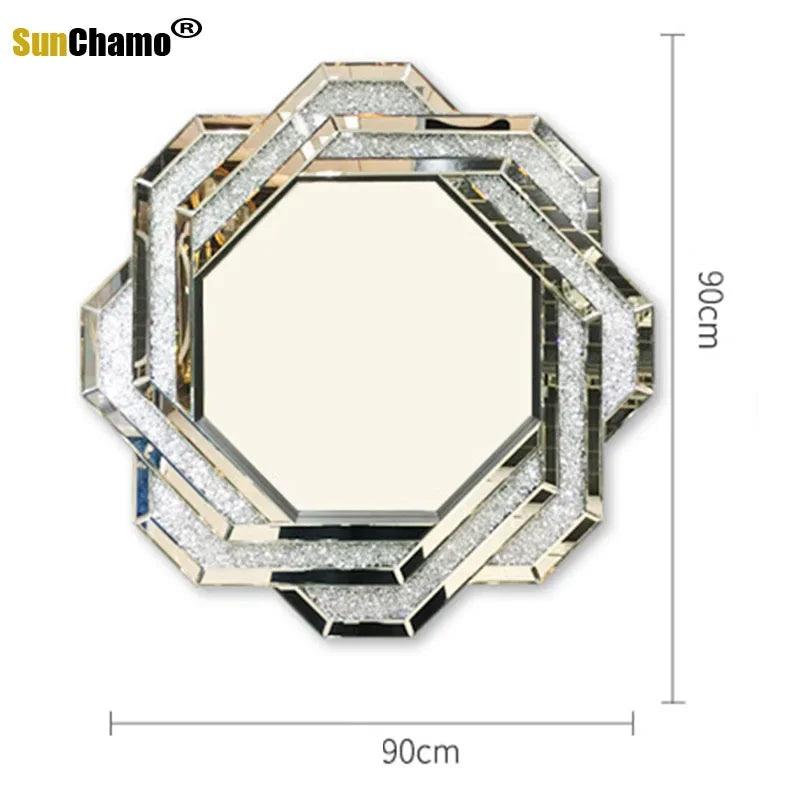 Sunchamo Acrylic Rhinestone Mirror Splicing Entrance Decorative Mirrors Wall-mounted Hotel Club Bathroom Vanity Home Decoration - Pacisia