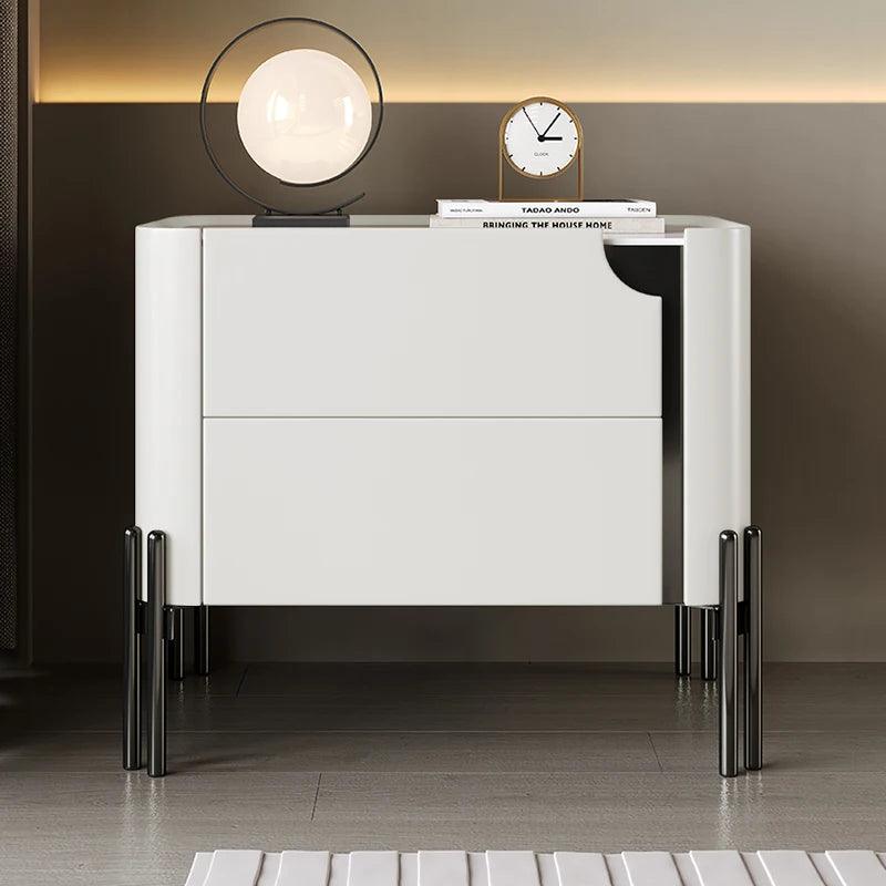 Pretty Italian Nightstands Aesthetic Luxury Storage White Minimalist Bedside Table Drawers Modern Table De Chevet Home Furniture - Pacisia