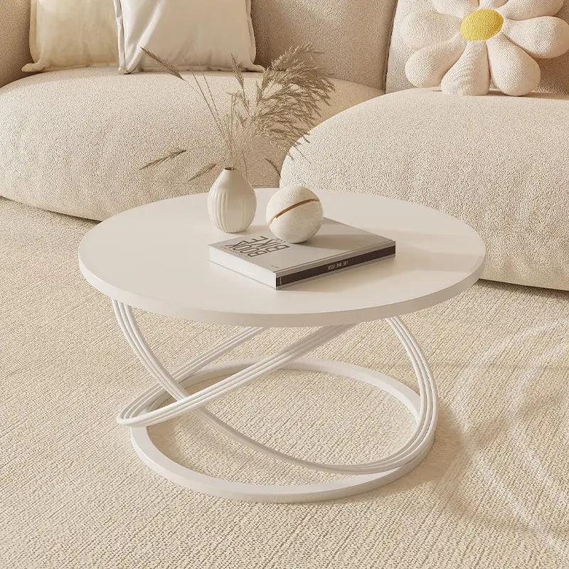 Light Luxury Small Tea Table Cream Wind Table Simple Living Room Small Household Coffee Table Round Slate - Pacisia