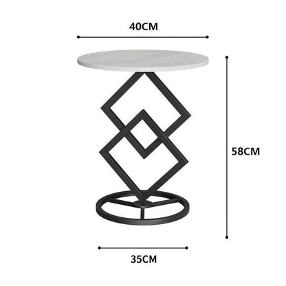 Creative Simple End Table Light Luxury Round Rock Plate Coffee Table Modern Small Household Living Room Metal Small Sofa - Pacisia