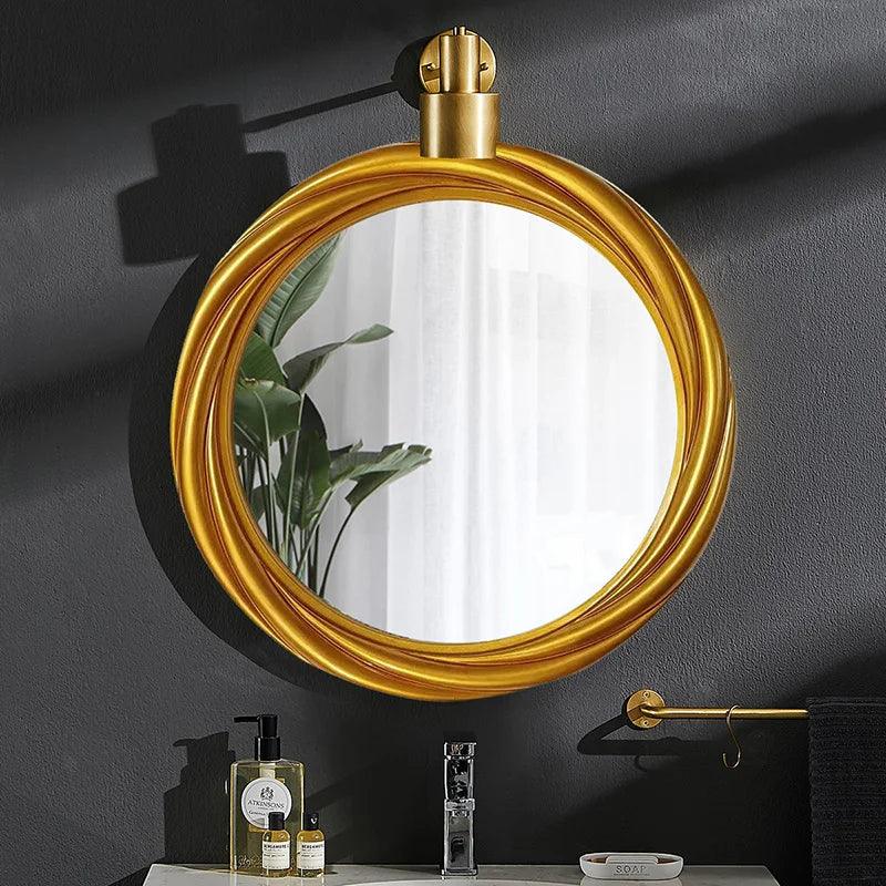 Gold Mirror Bathroom Light Led Big Makeup Shower Round Toilet Vanity Wall Mount Mirrors Circle Espejo Pared Bathroom Vanity Unit - Pacisia