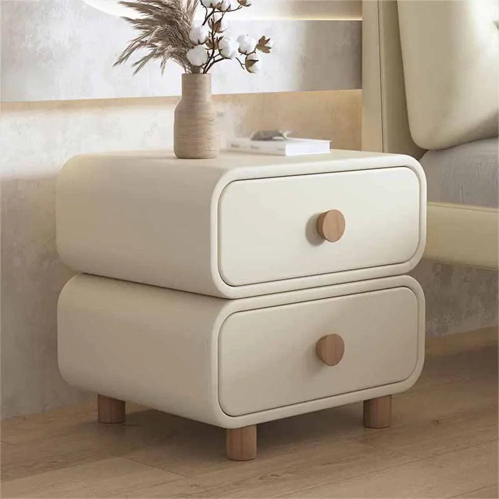 Mini Nightstands Household Bedroom Double Draw Storage Design Microfiber Leather Anti-Scratch Wear-Resistant Bedside Furniture - Pacisia