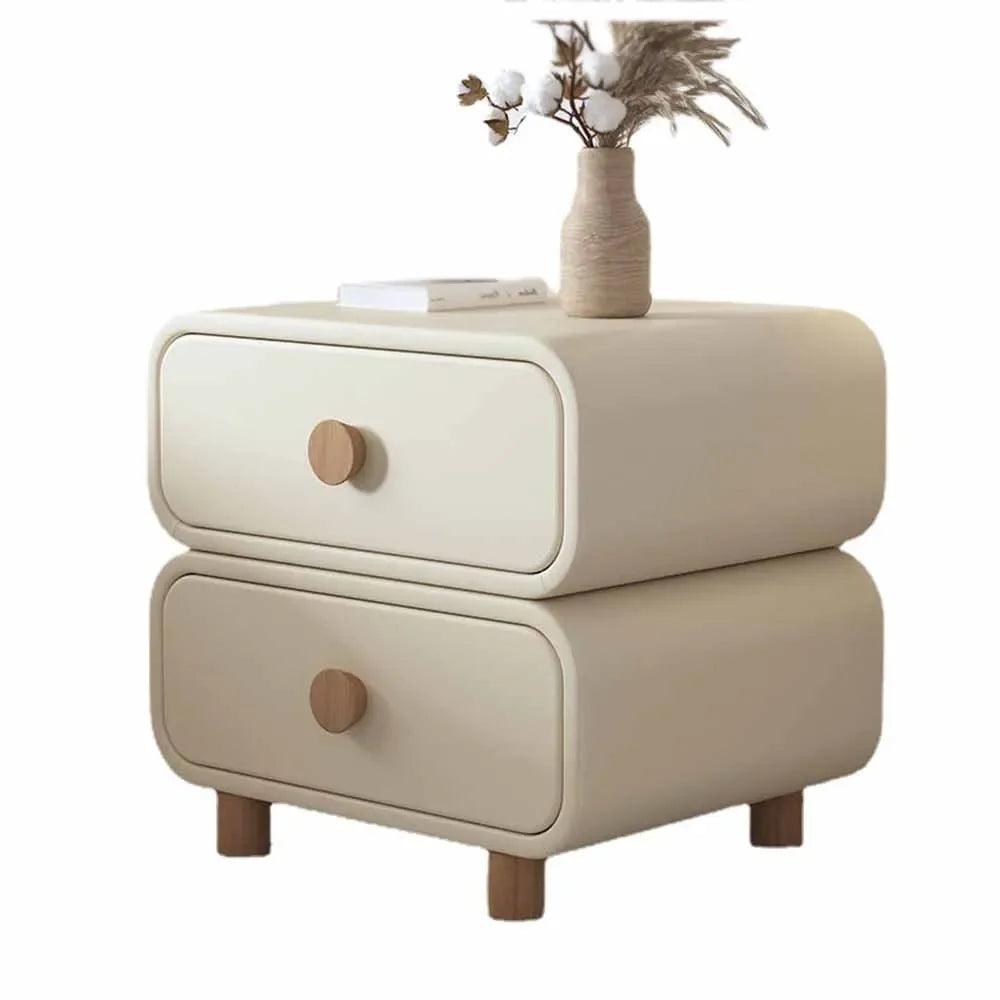 Mini Nightstands Household Bedroom Double Draw Storage Design Microfiber Leather Anti-Scratch Wear-Resistant Bedside Furniture - Pacisia