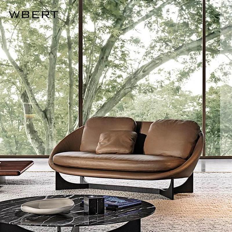 Wbert Modern Real Genuine Leather Sofa Italian Design Reclining Loveseat Luxury Sectional Couch Set For Home Living Room - Pacisia