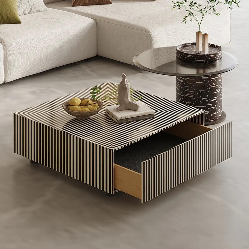 Storage Italian Kitchen Coffee Table Glass Designer Rectangle Drawers Side Table Bed Clear Stolik Kawowy Living Room Furniture - Pacisia