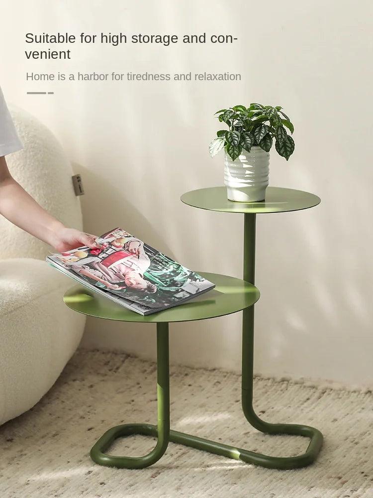 Creative Design Sense Small Side Table Iron Retro Round Sofa Coffee Table Modern Simple Antique Table Shelves - Pacisia