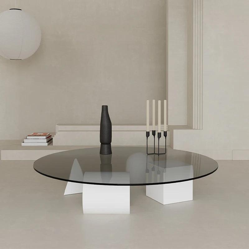 Modern Light Luxury Glass Coffee Table, Living Room Home Balcony Tea Table, Italian Creative Geometric Art Round Table - Pacisia