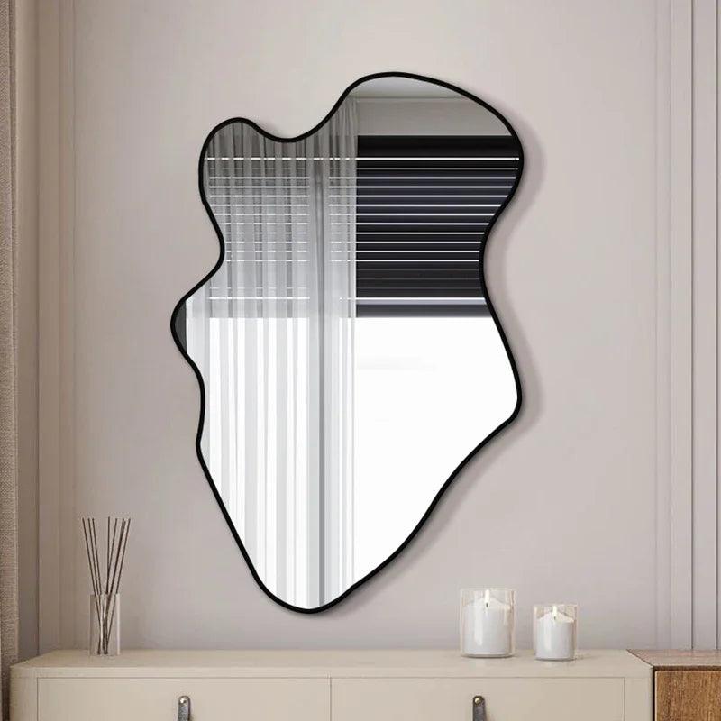 Korean Wavy Mirrors Compact Aesthetic Funky Irregular Mirrors Black Quality Art Decoracion Para El Hogar Bedroom Decoration - Pacisia