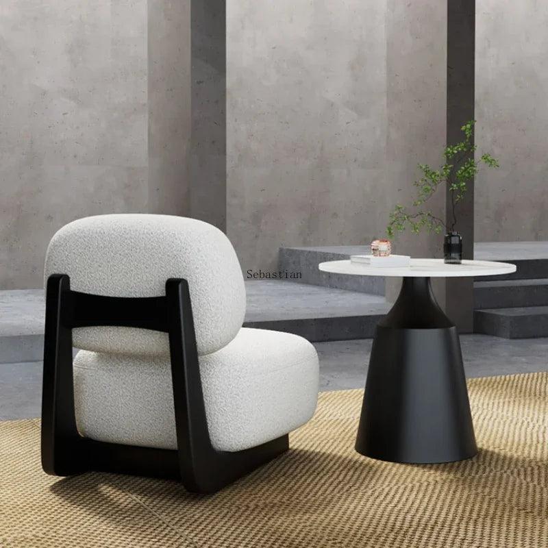 Wabi-sabi Lovely Single Sofa Chair Lamb Cashmere Simple Floor Lazy Net Red Hotel Single Chair Ins Chairs for Bedroom - Pacisia