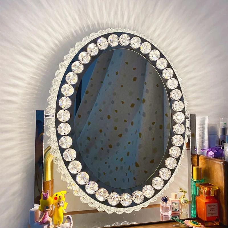 Decorative Glass Mirror Vanity Lights Round Luxury Home Decoration Bathroom Makeup Mirror Aesthetic Miroir Coiffeur Room Decor - Pacisia