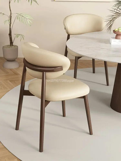 Solid Wood Dining Chair Nordic Modern Minimalist Light Luxury Home Hotel Restaurant Back Cream Chair Furniture - Pacisia