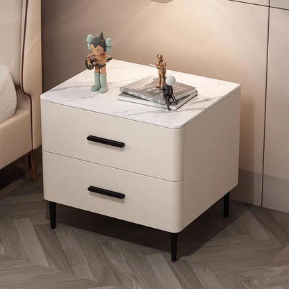 Creamy Rock Panel Nightstand - Add a Touch of Elegance to Your Bedroom with this Luxurious Piece of Furniture - Pacisia