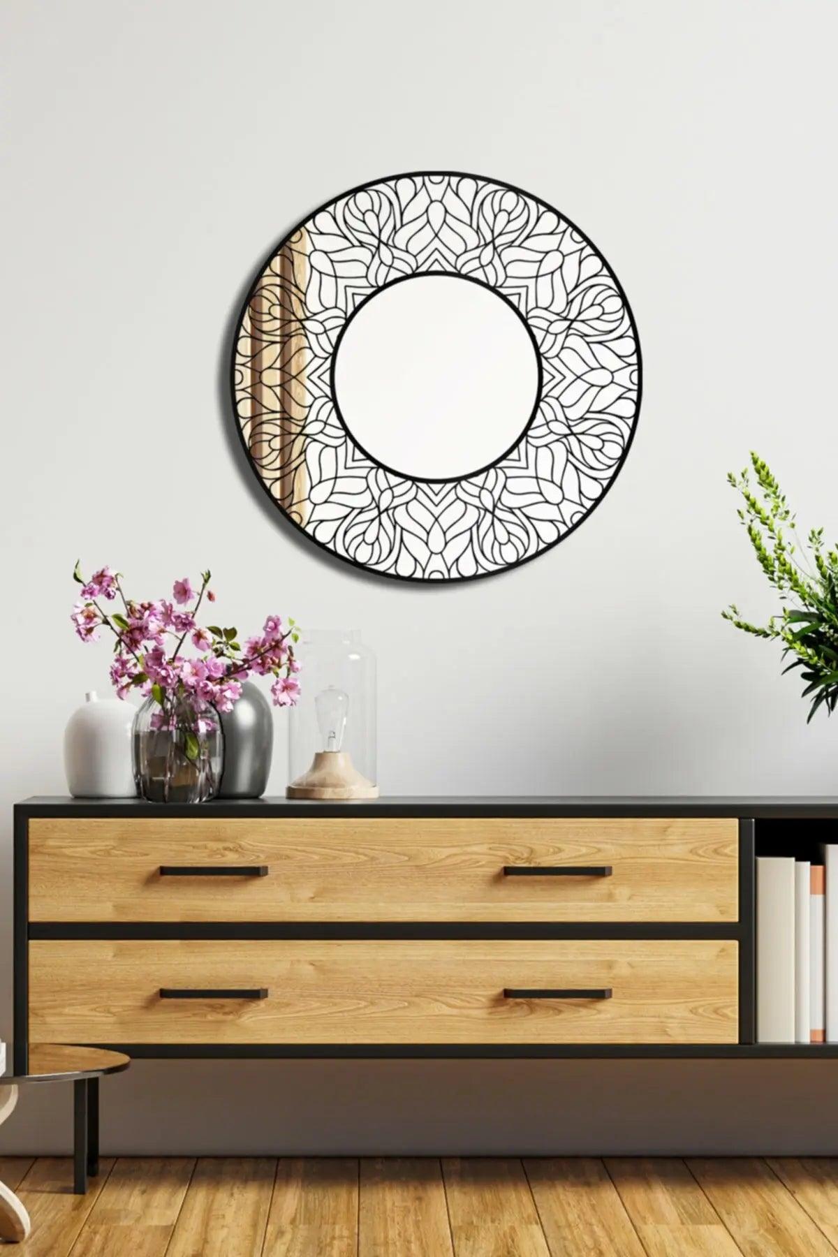Decorative 50 Cm Decorative Round Console Hallway Bathroom Mirror Sirius Model Fast Delivery - Pacisia