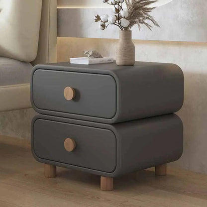 Mini Nightstands Household Bedroom Double Draw Storage Design Microfiber Leather Anti-Scratch Wear-Resistant Bedside Furniture - Pacisia