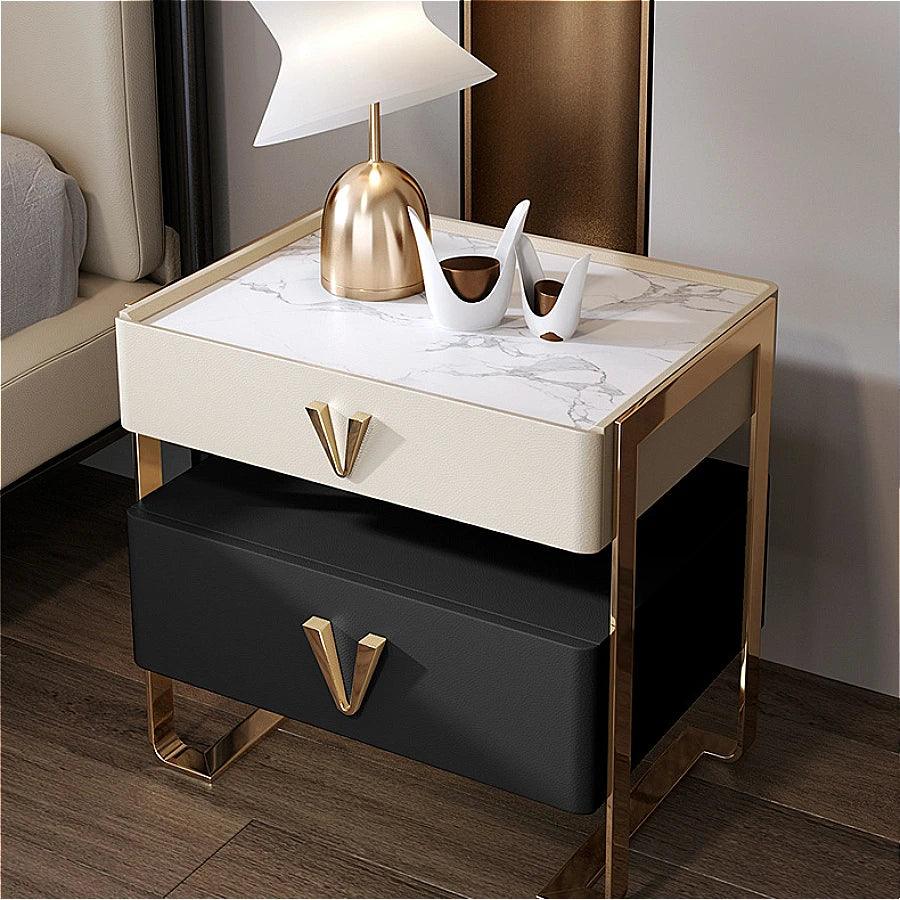 Nightstand Bedroom Furniture Light luxury Rock plateBedside Table household Wooden Side Bed Table mesita de noche Home Furniture - Pacisia