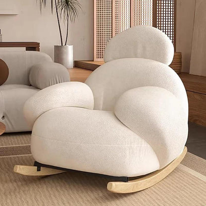 Wood Rocking Living Room Chair White Modern Design Unique Living Room Chair Lounge Waiting Silla Plegable Interior Decorations - Pacisia