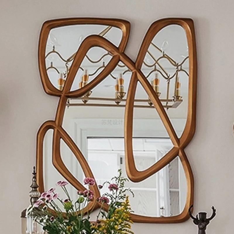 Luxury Wall Decorative Mirrors Wavy Nordic Irregular Gold Decorative Mirrors Large Glass Miroir Mural Room Decoration Aesthetic - Pacisia